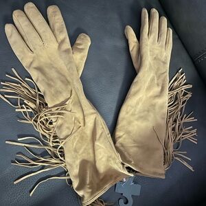 Polo by Ralph Lauren NEW Tan Fringed Sheep Suede Gloves NWT
